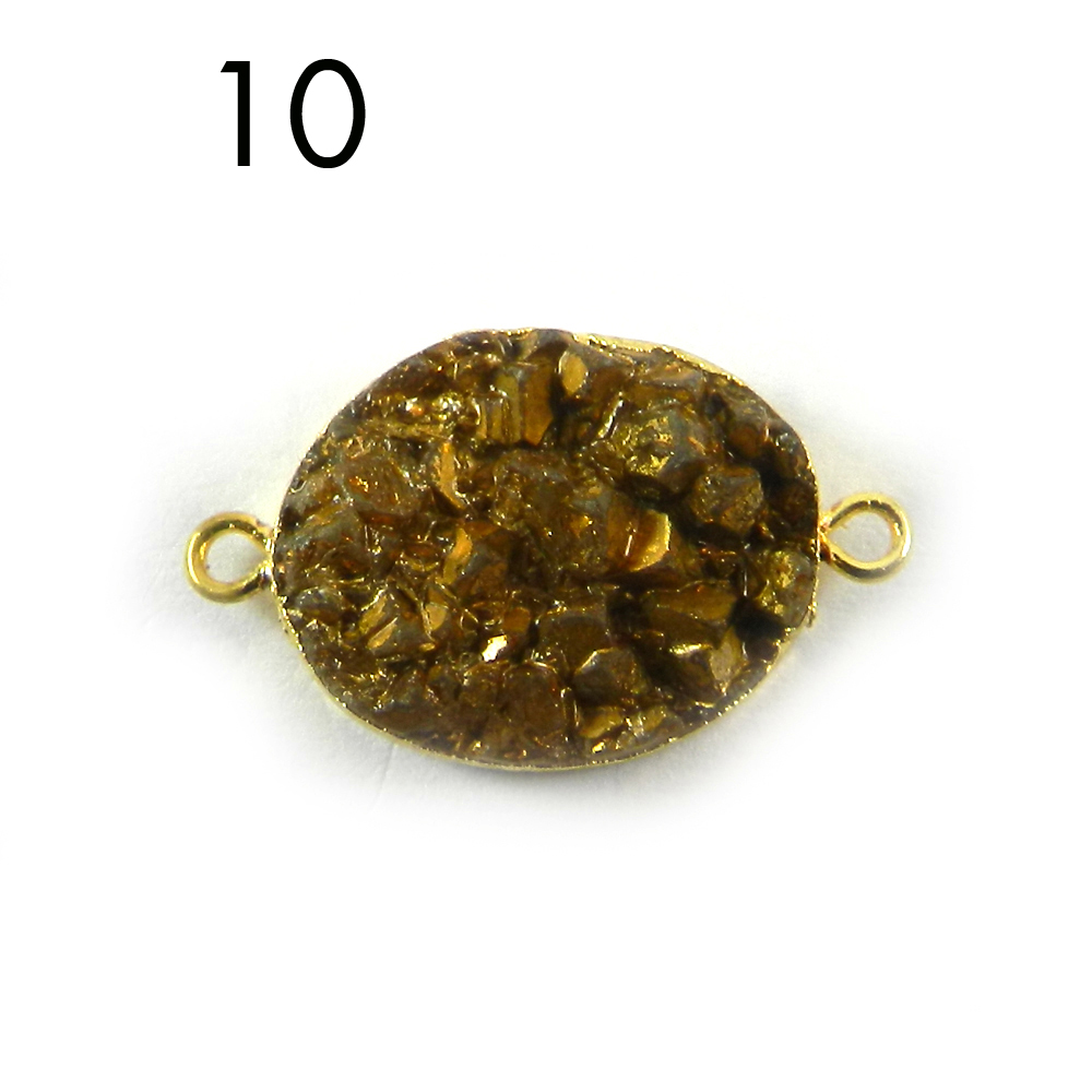 Golden Druzy Gold Electroplated Designer Double Loop Connector