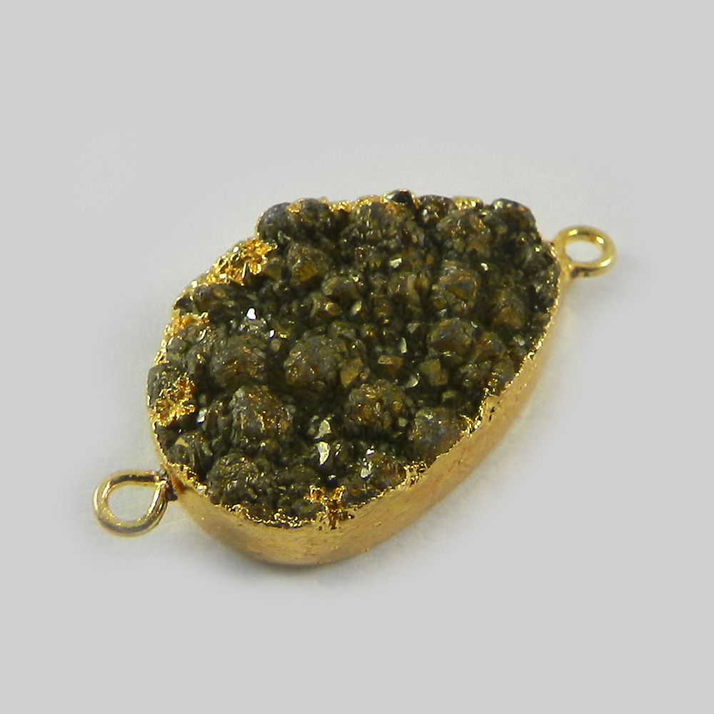 Golden Druzy Gold Electroplated Designer Double Loop Connector