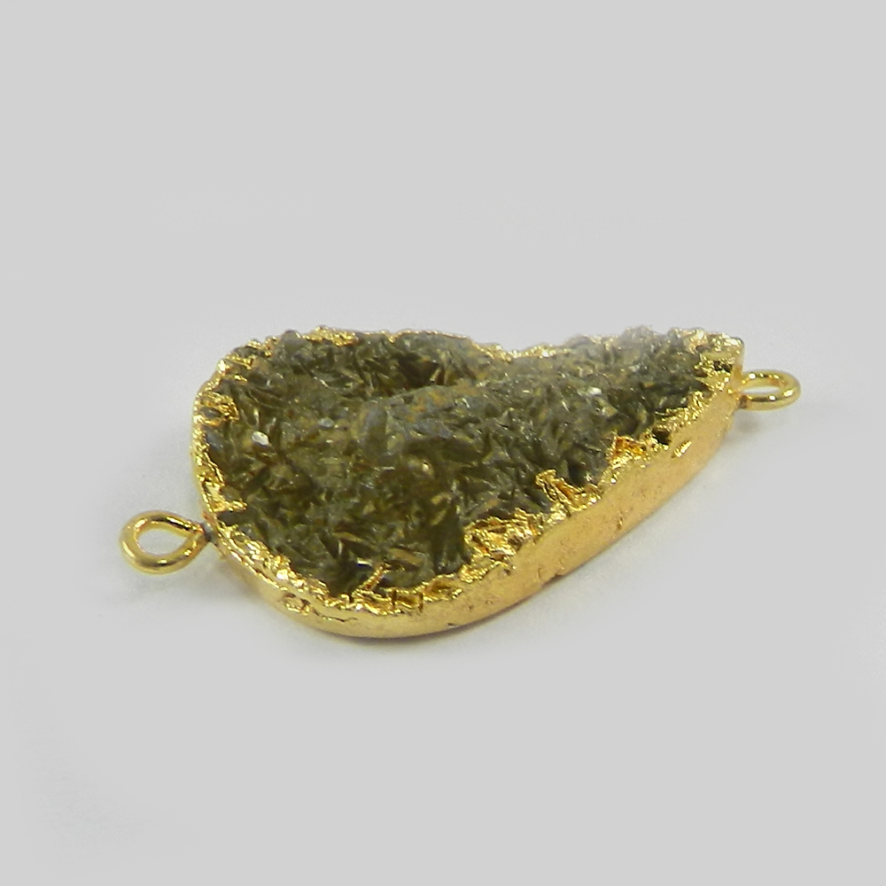 Golden Druzy Gold Electroplated Designer Double Loop Connector