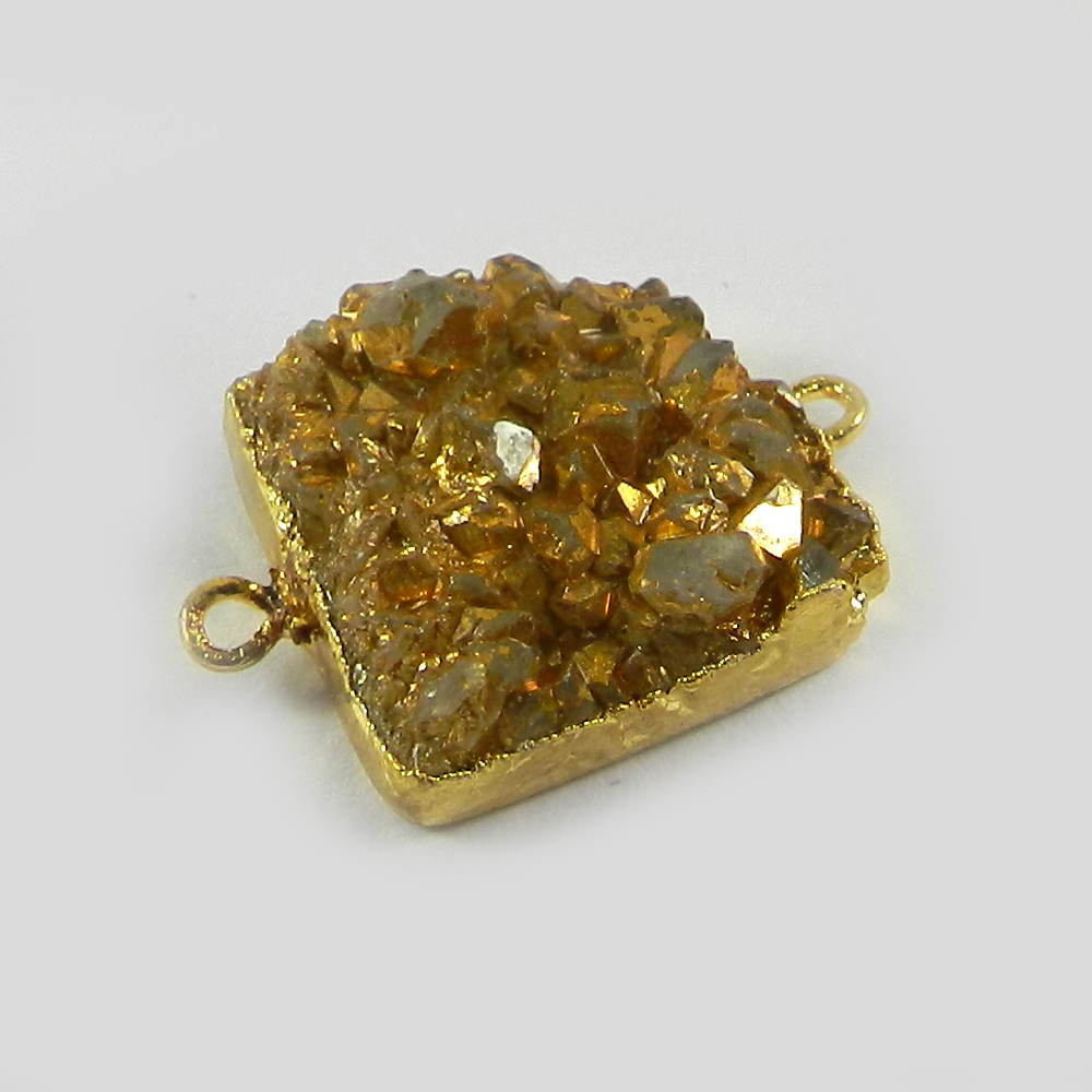 Golden Druzy Gold Electroplated Designer Double Loop Connector
