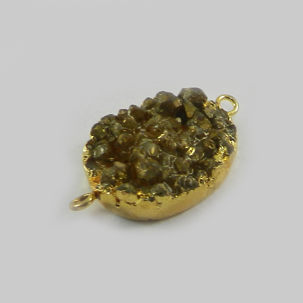 Golden Druzy Gold Electroplated Designer Double Loop Connector