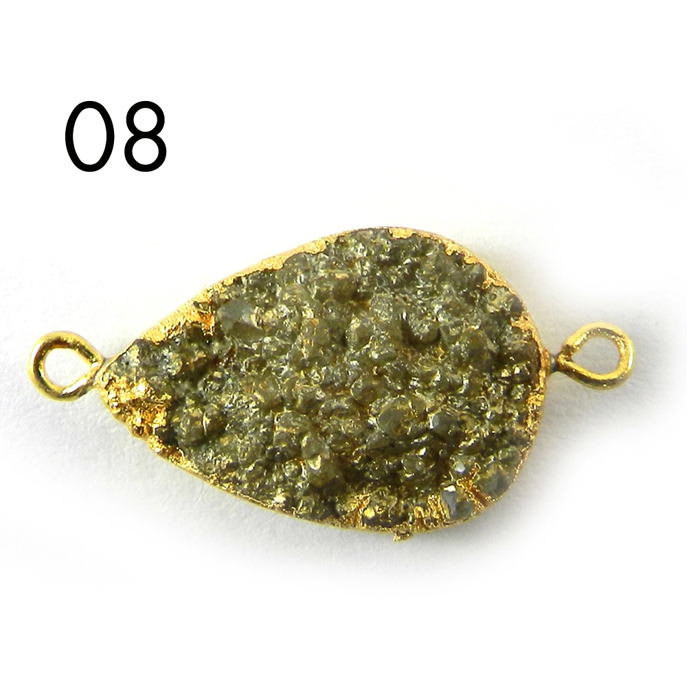 Golden Druzy Gold Electroplated Designer Double Loop Connector