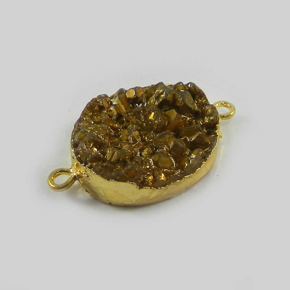 Golden Druzy Gold Electroplated Designer Double Loop Connector