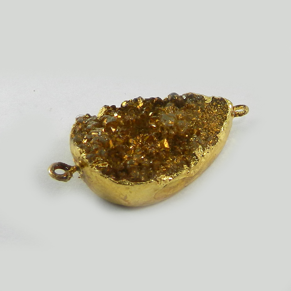 Golden Druzy Gold Electroplated Designer Double Loop Connector