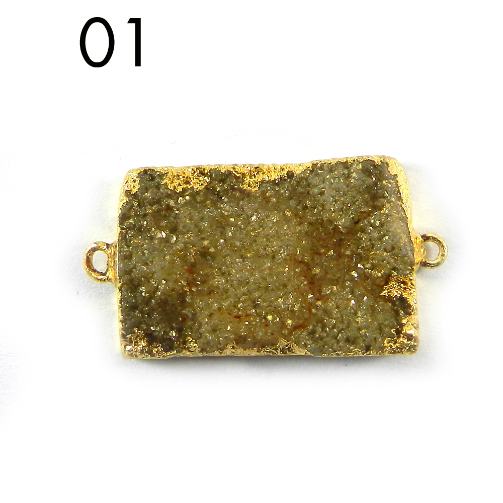 Golden Druzy Gold Electroplated Designer Double Loop Connector