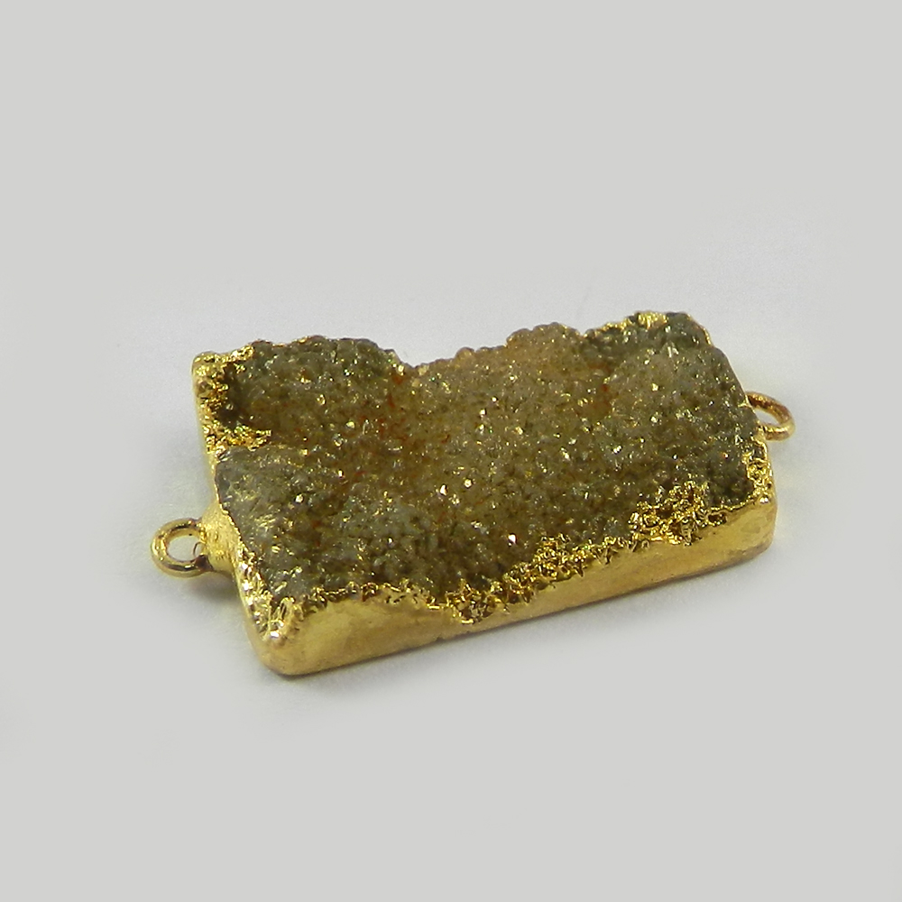 Golden Druzy Gold Electroplated Designer Double Loop Connector