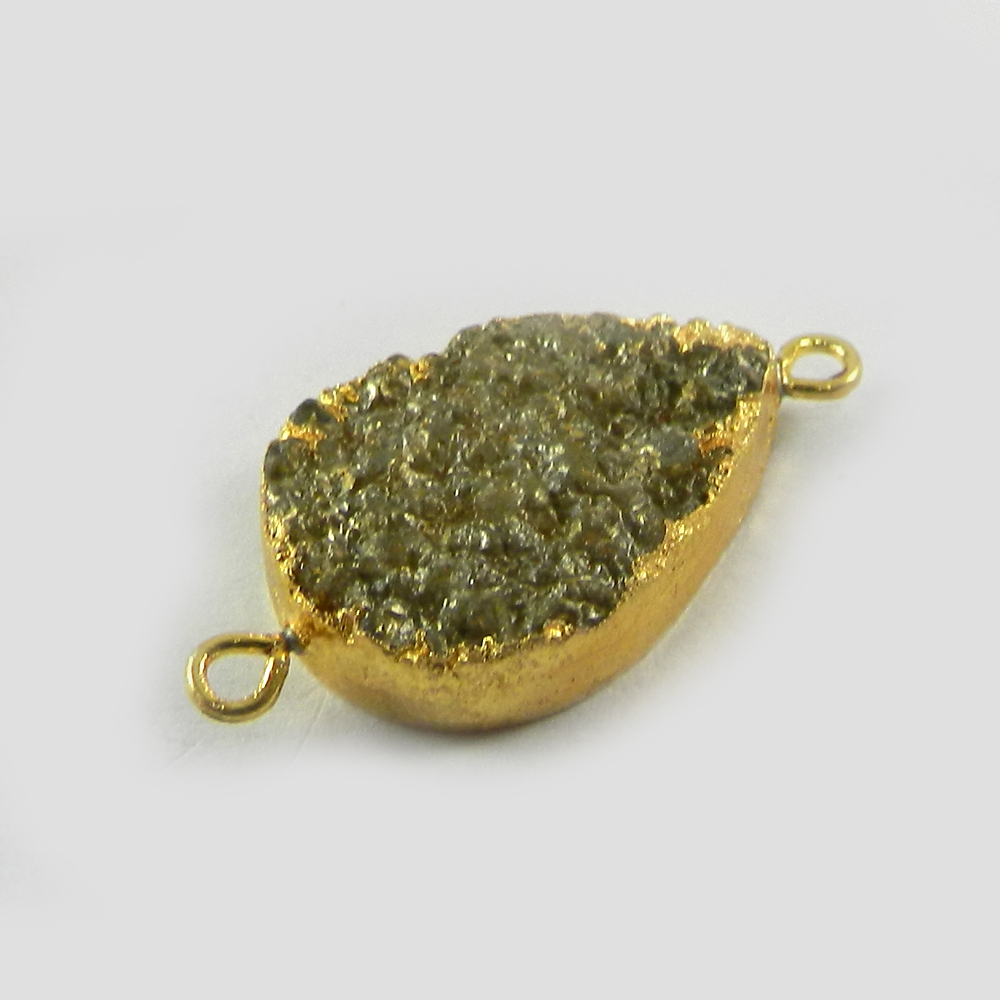 Golden Druzy Gold Electroplated Designer Double Loop Connector