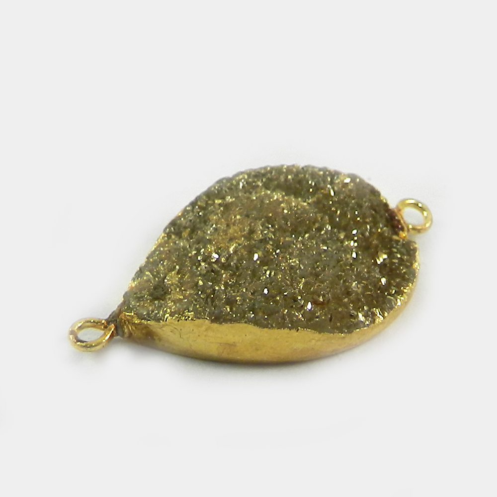 Golden Druzy Gold Electroplated Double Loop Designer Connector