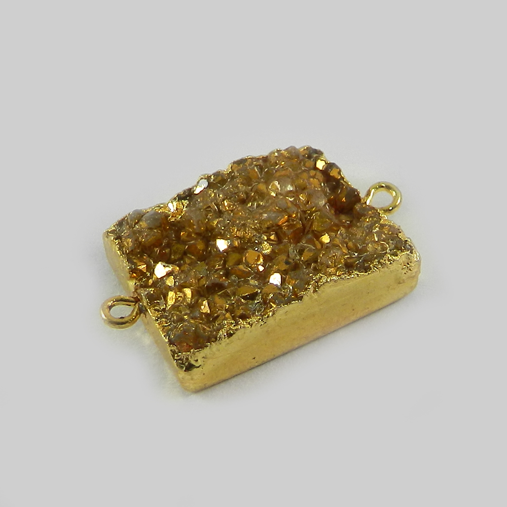 Golden Druzy Gold Electroplated Double Loop Designer Connector