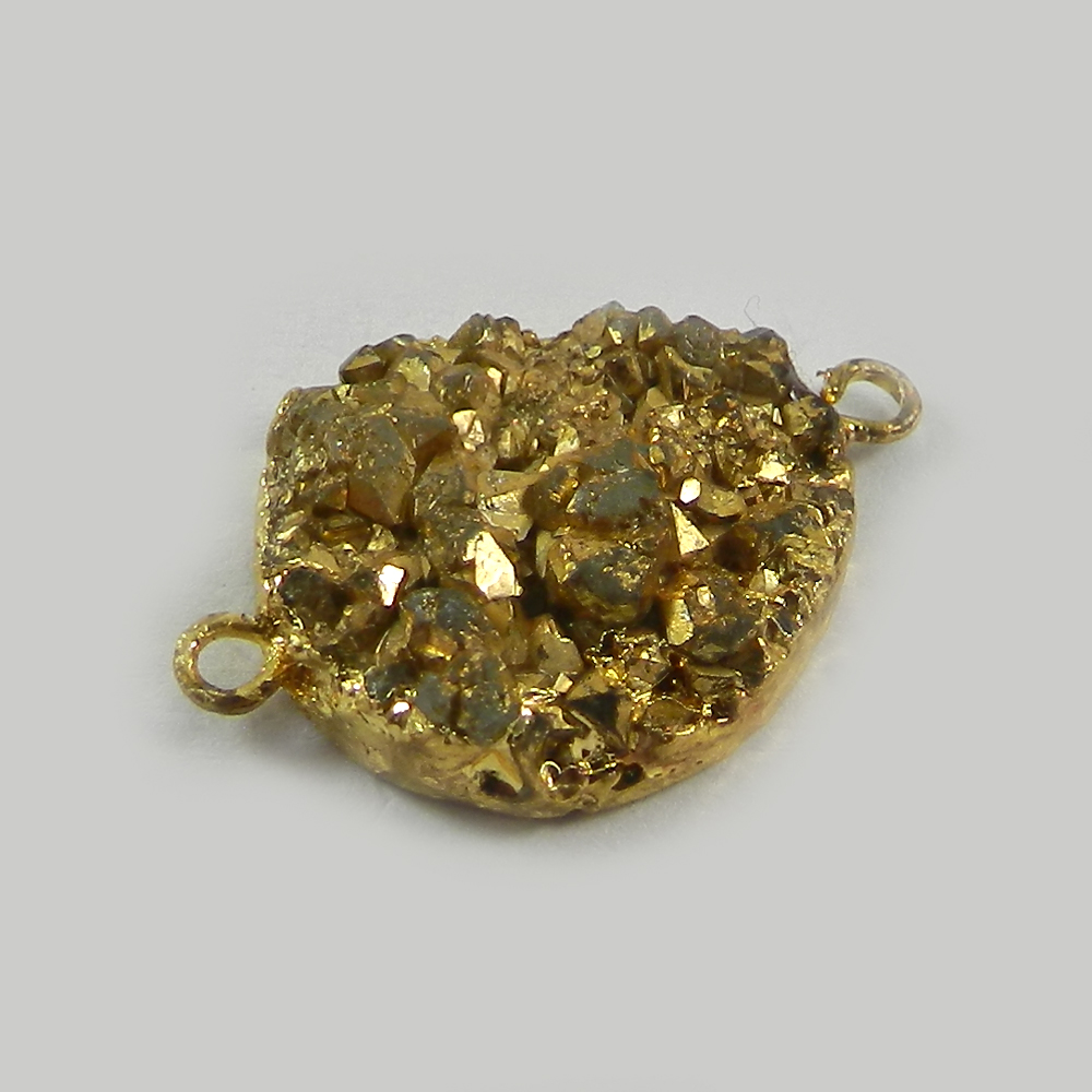 Golden Druzy Gold Electroplated Double Loop Designer Connector