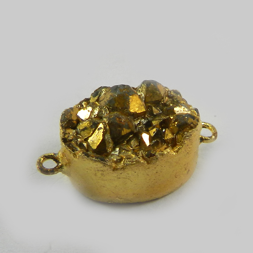 Golden Druzy Gold Electroplated Double Loop Designer Connector