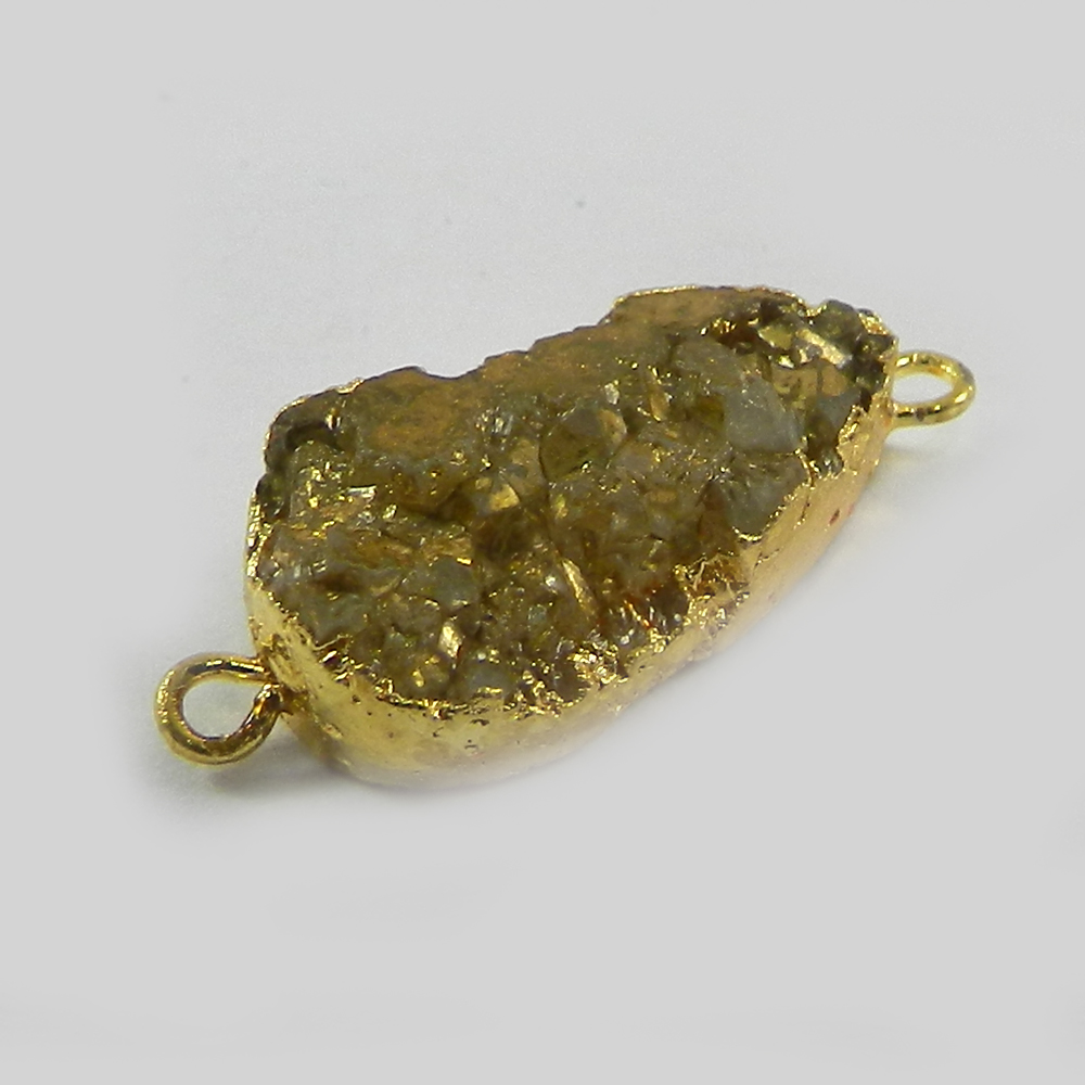 Golden Druzy Gold Electroplated Double Loop Designer Connector
