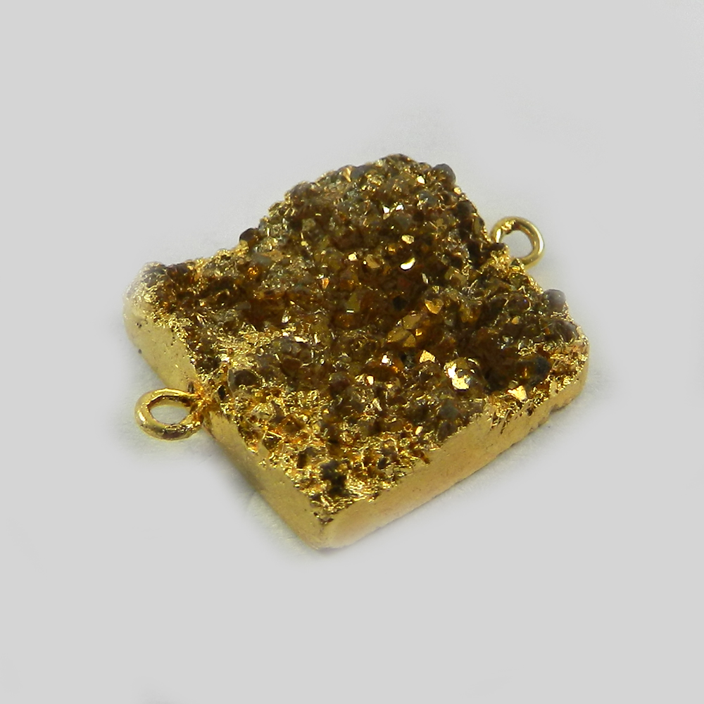 Golden Druzy Gold Electroplated Double Loop Designer Connector