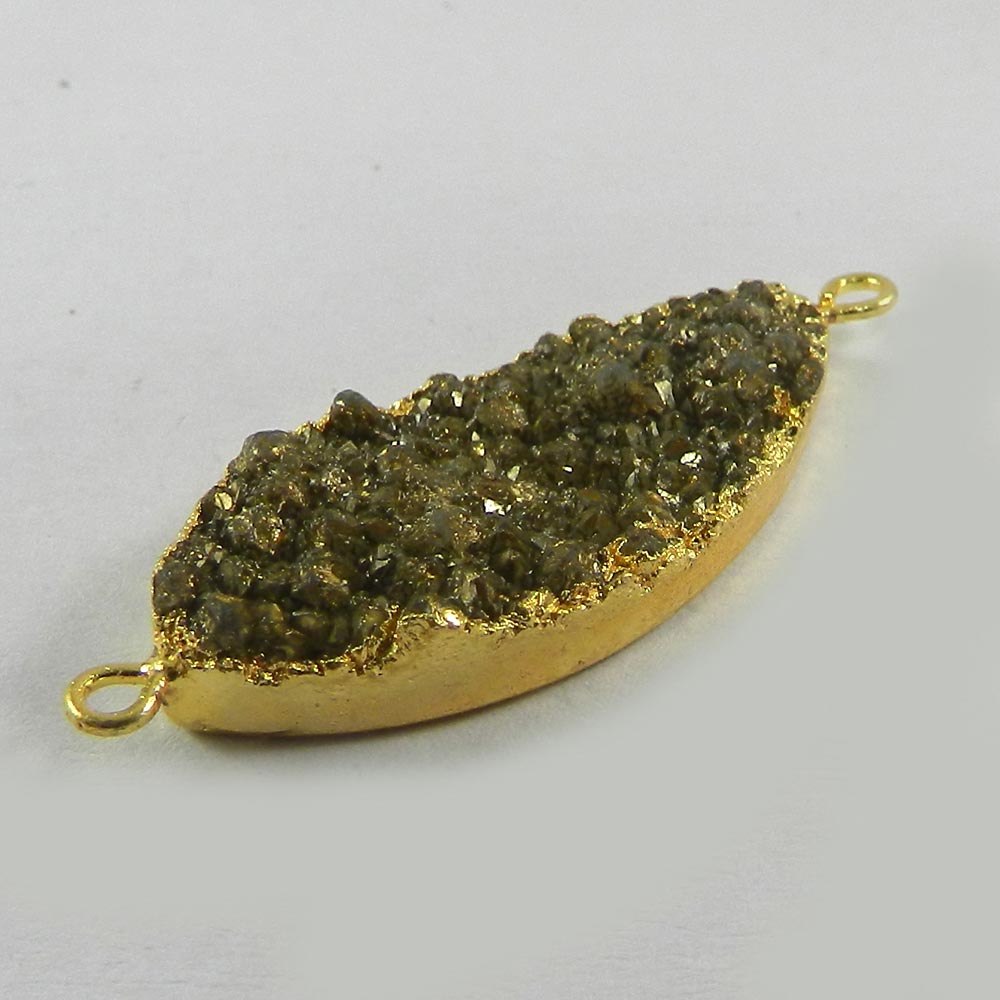 Golden Druzy Gold Electroplated Double Loop Designer Connector