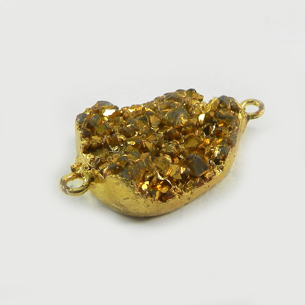 Golden Druzy Gold Electroplated Double Loop Designer Connector