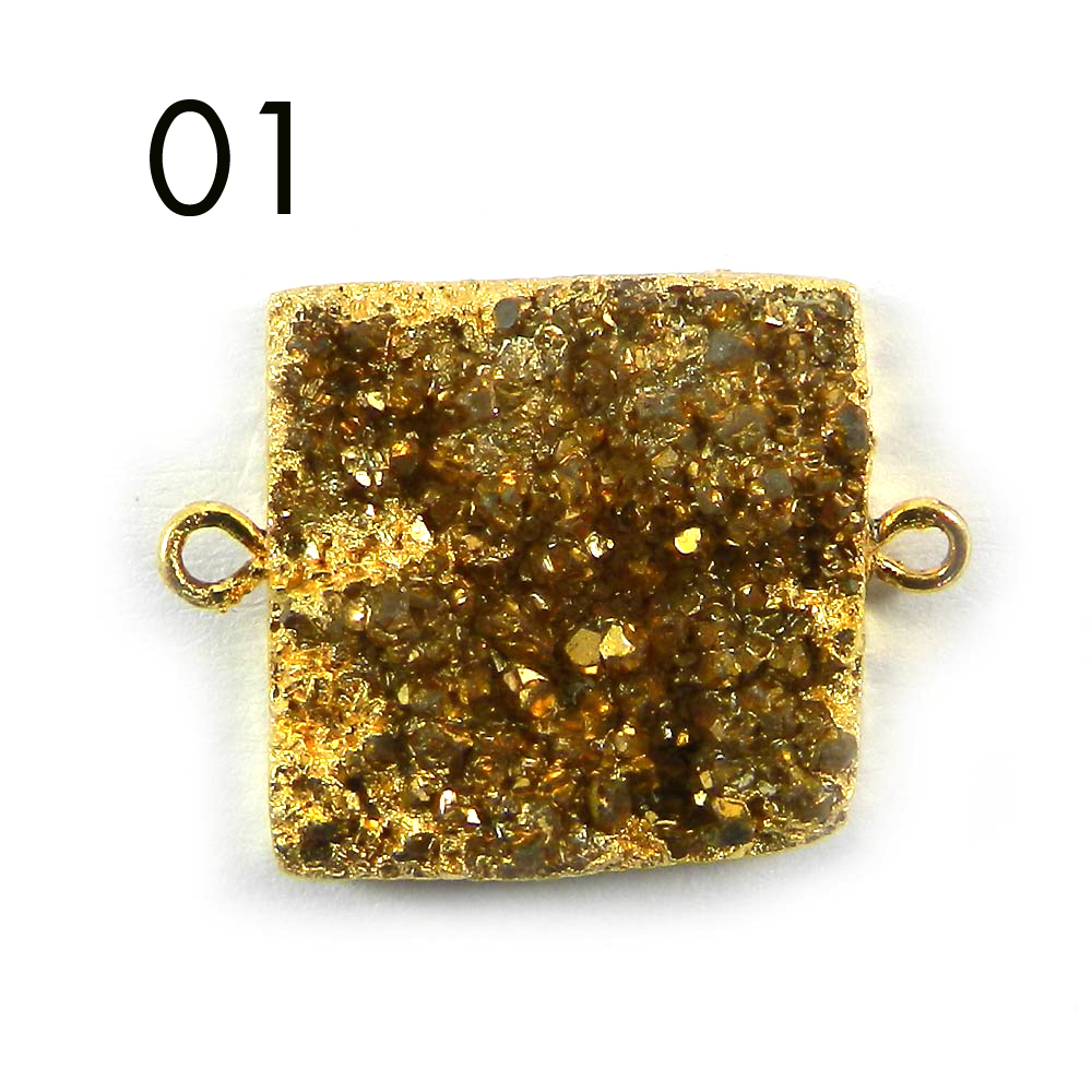 Golden Druzy Gold Electroplated Double Loop Designer Connector