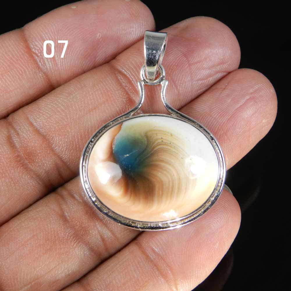 Green Shiva Eye 925 Sterling Silver Designer Bezel Set Pendant