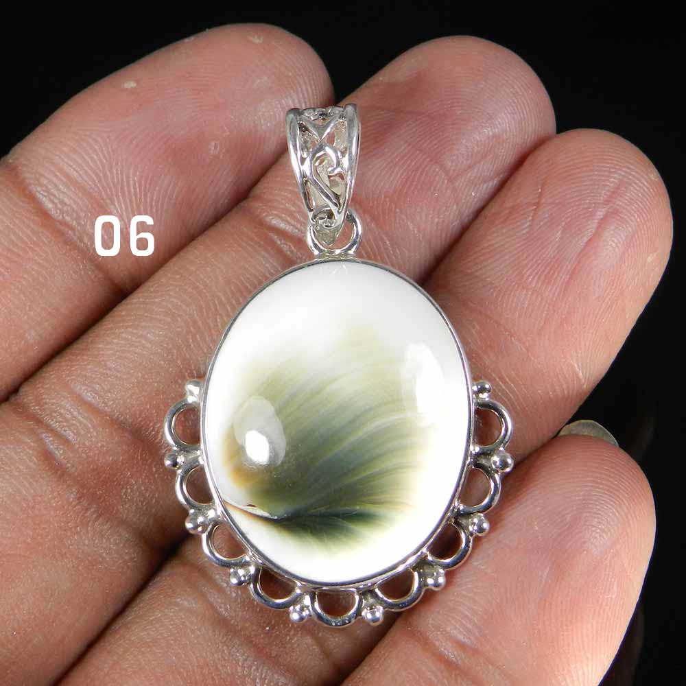 Green Shiva Eye 925 Sterling Silver Designer Bezel Set Pendant