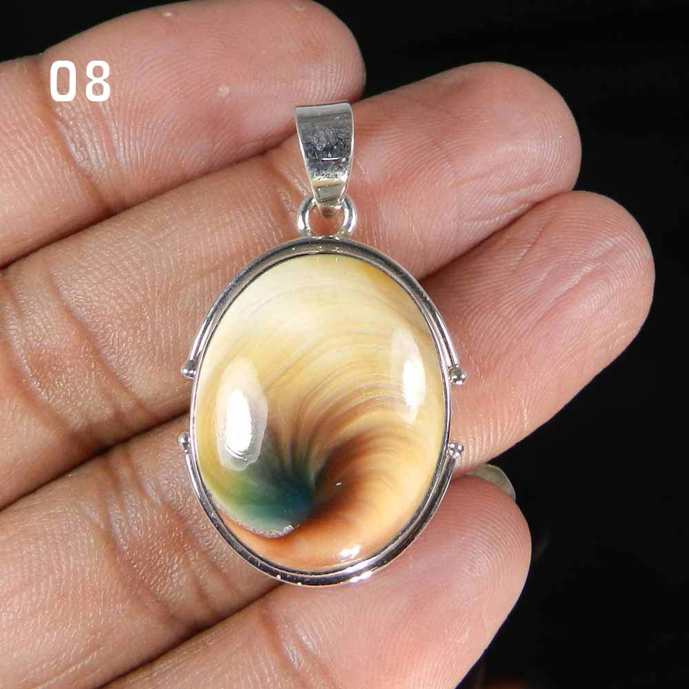 Green Shiva Eye 925 Sterling Silver Designer Bezel Set Pendant