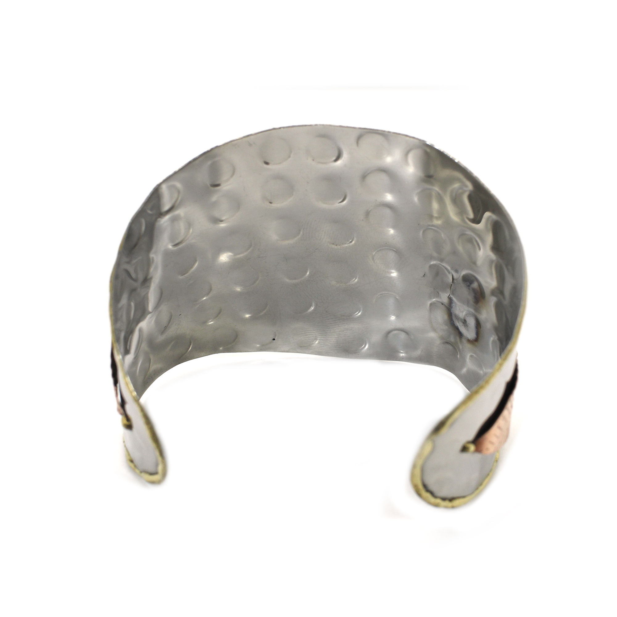 Handmade Three Tone Tribe King Leaf Design Cuff Bracelet With Stone