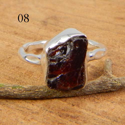 Hot Selling Natural Rough Garnet Gemstone Ring Metaphysical Gemstone Ring Solid 925 Sterling Silver Ring Healing Ring