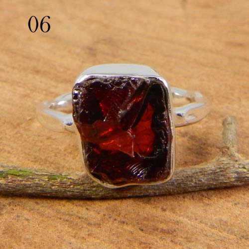 Hot Selling Natural Rough Garnet Gemstone Ring Metaphysical Gemstone Ring Solid 925 Sterling Silver Ring Healing Ring