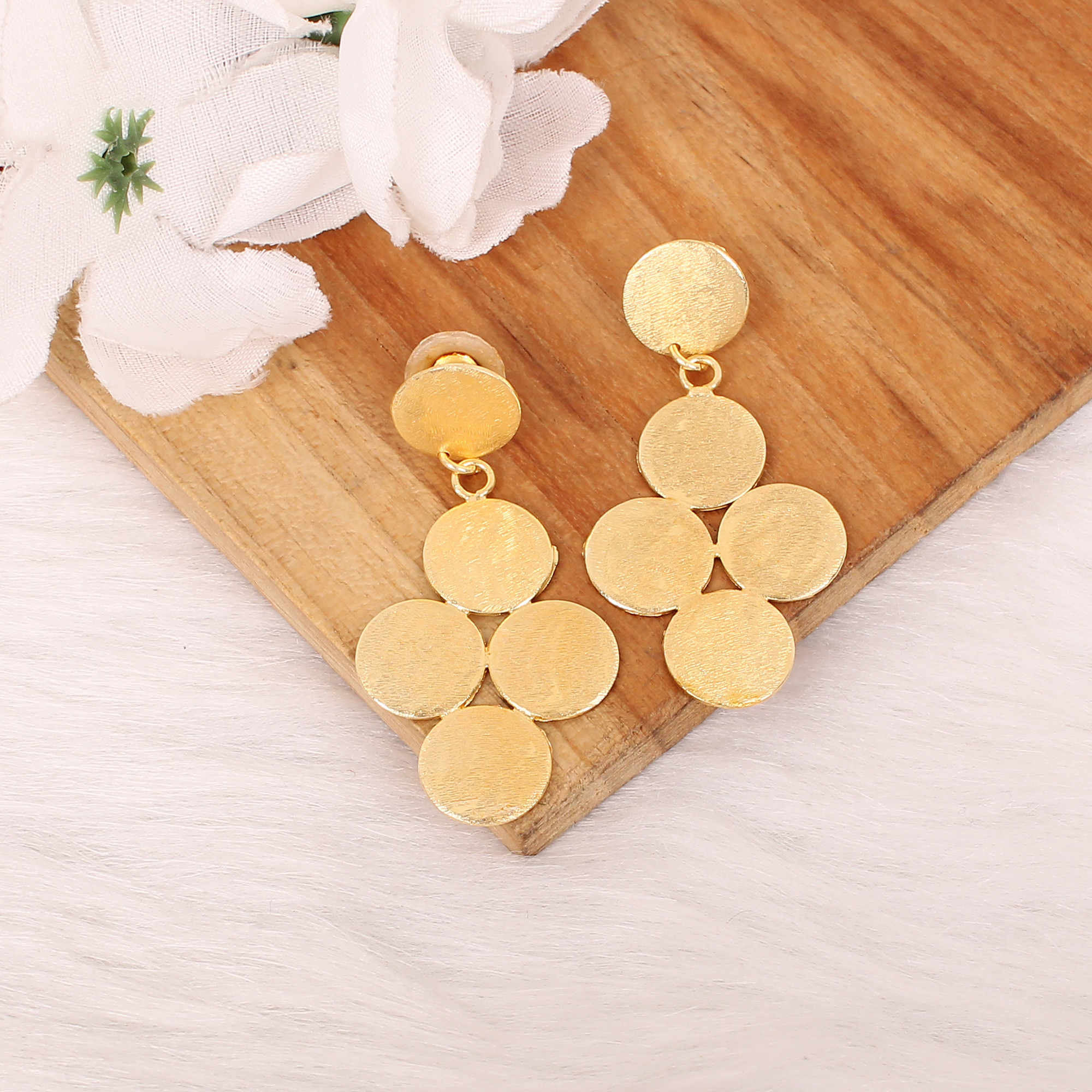 Yellow Gold Plated Brass Handmade Designer Women Dangle Stud Earring Wholesale Lot 25 Pairs