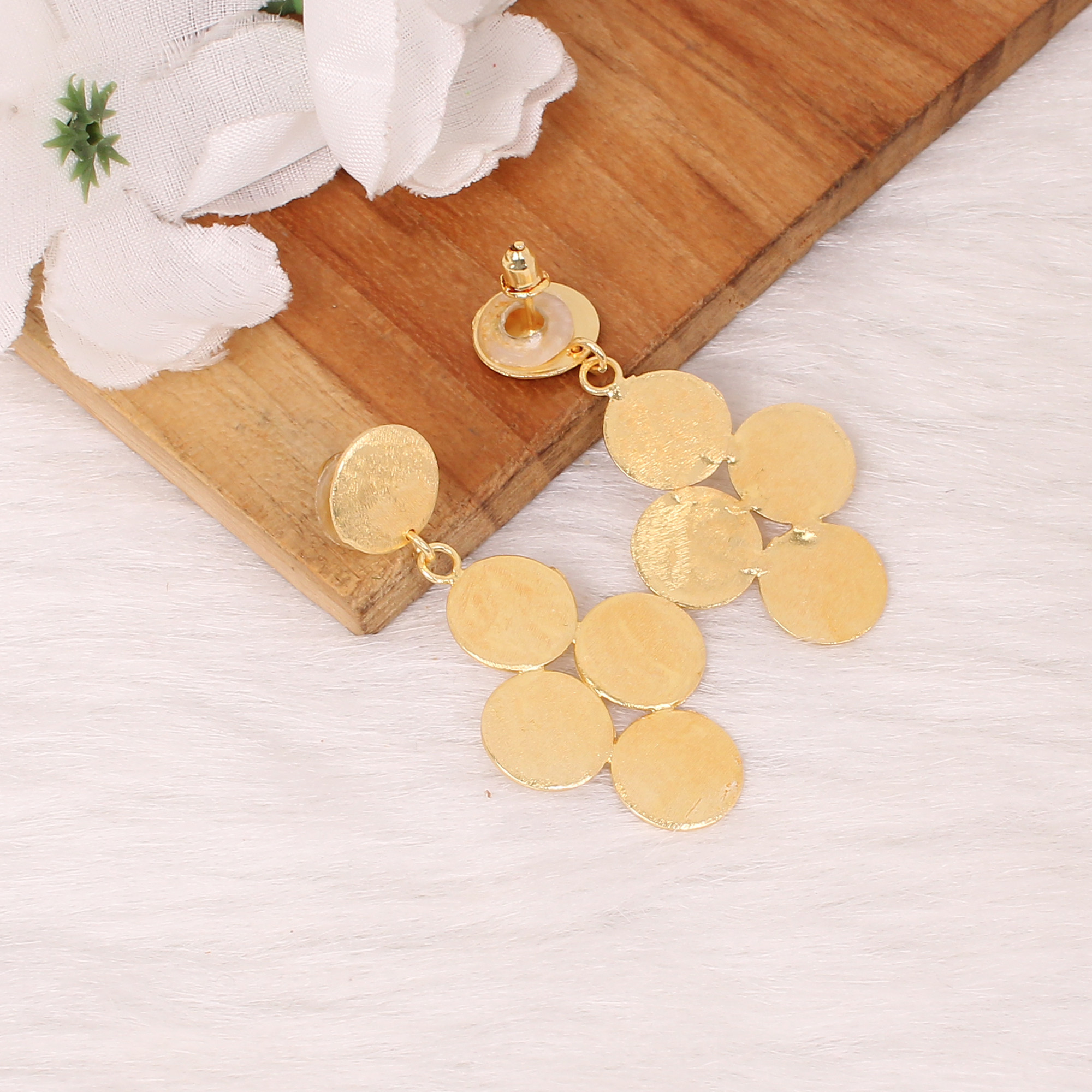 Yellow Gold Plated Brass Handmade Designer Women Dangle Stud Earring Wholesale Lot 25 Pairs