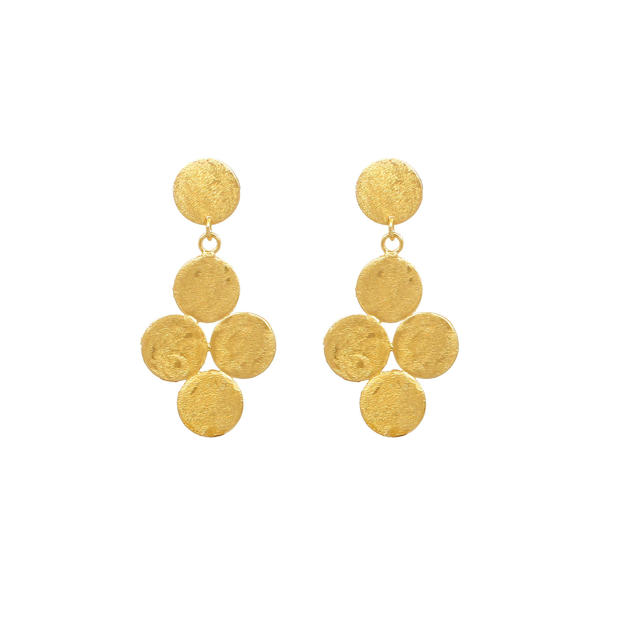 Yellow Gold Plated Brass Handmade Designer Women Dangle Stud Earring Wholesale Lot 25 Pairs
