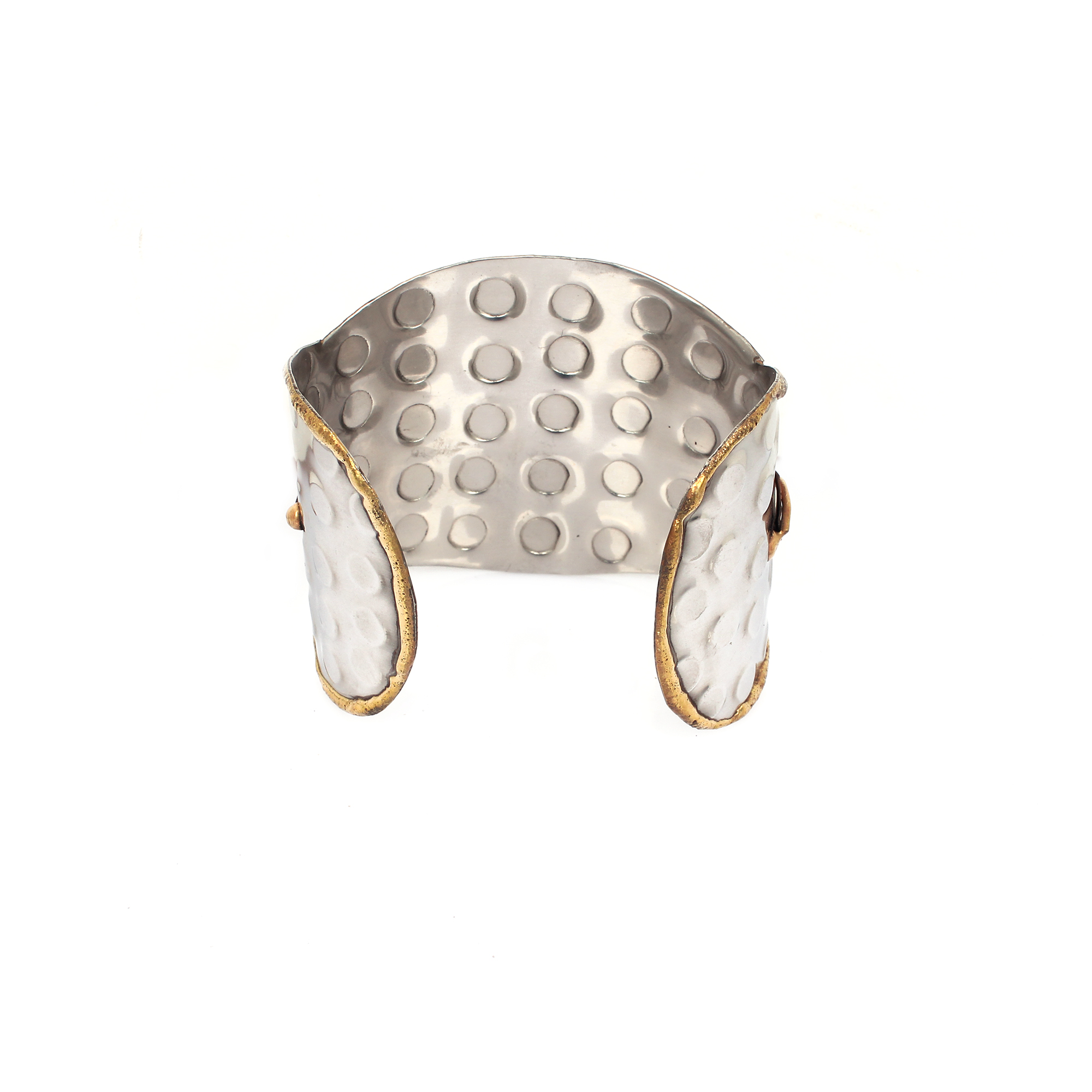 Handmade Hammered Synthetic Turquoise Leaf Cuff Bracelet
