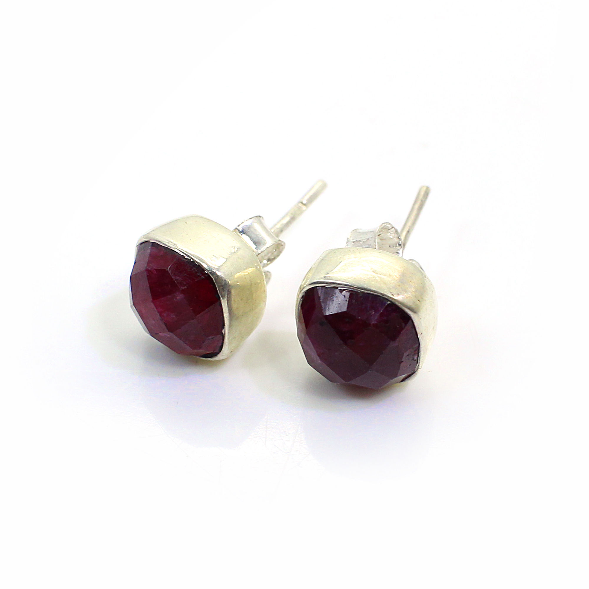 Indian Ruby 925 Sterling Silver Stud Earrings