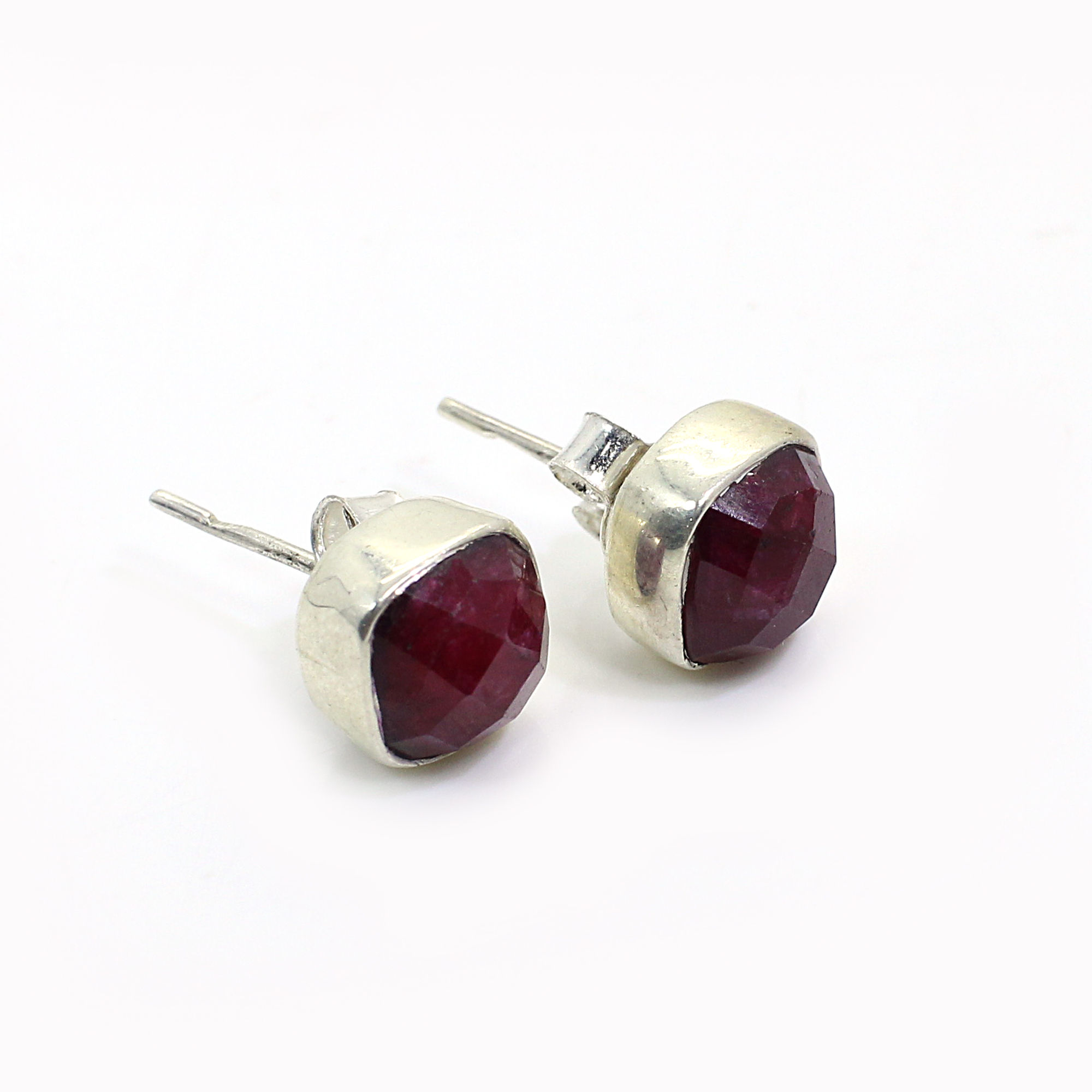 Indian Ruby 925 Sterling Silver Stud Earrings