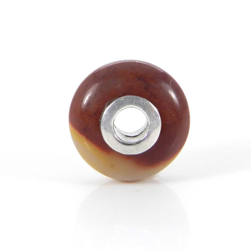 Mookaite jasper big hole gemstone silver core beads for bracelet making