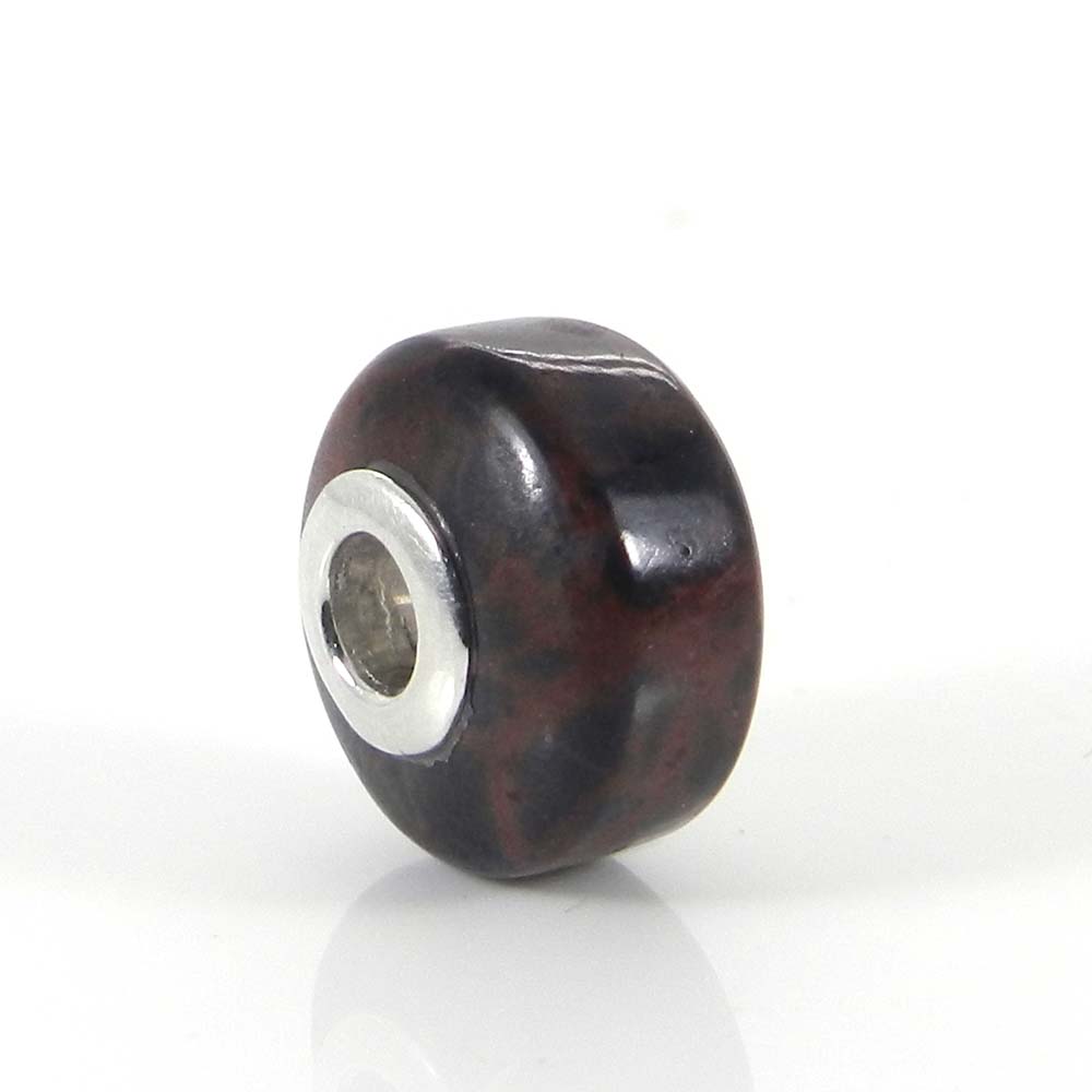 Mookaite jasper big hole gemstone silver core beads for bracelet making