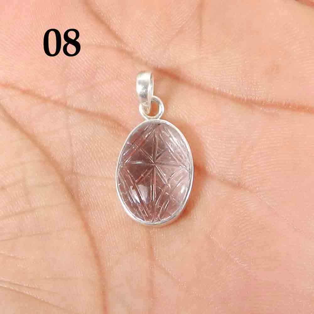 Natural Ametrine Leaf Carving 925 Sterling Silver Bezel Set Pendant
