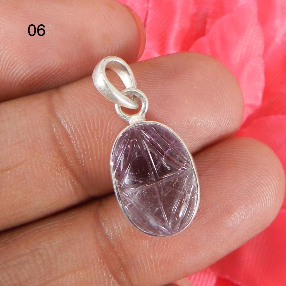 Natural Ametrine Leaf Carving 925 Sterling Silver Bezel Set Pendant