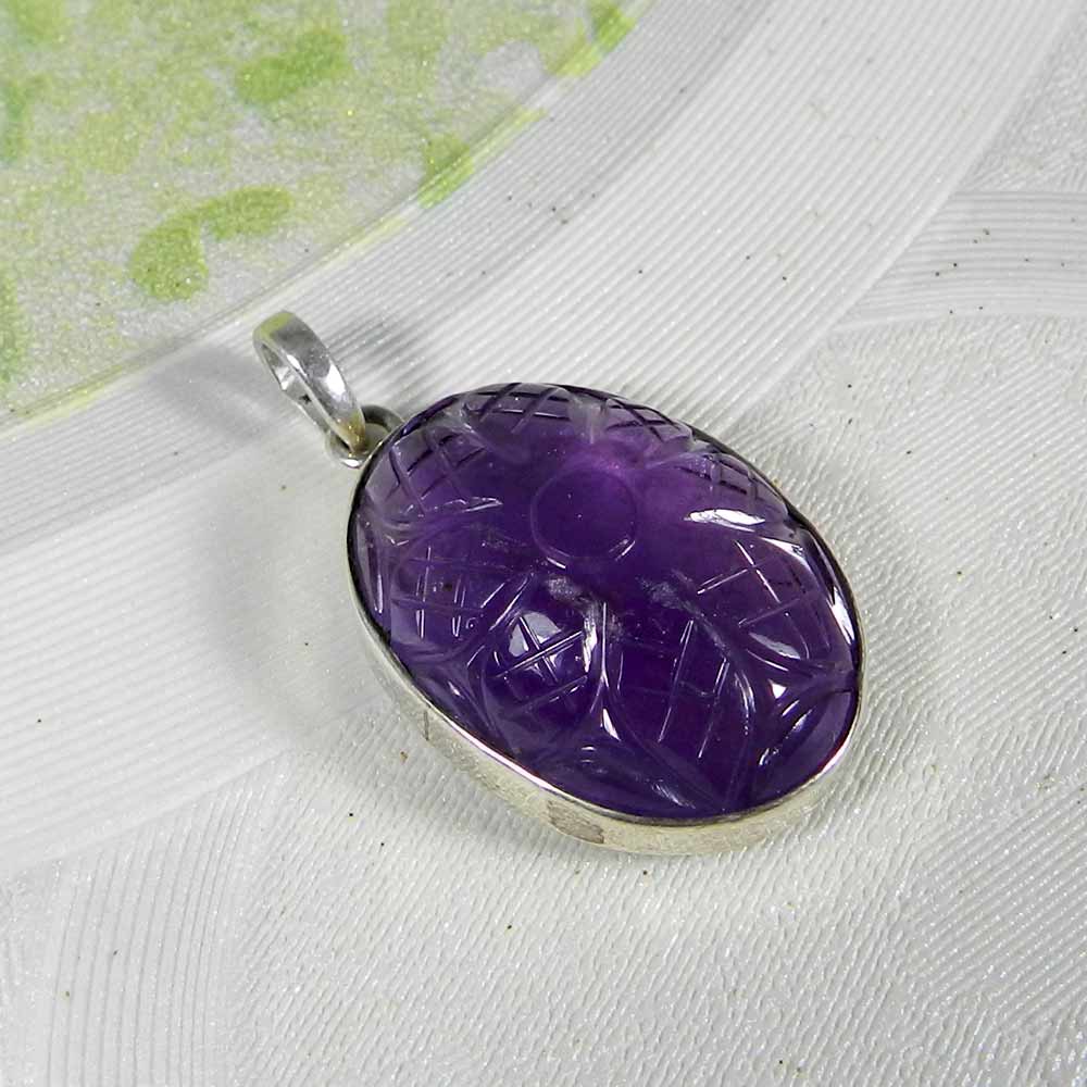 Natural Ametrine Leaf Carving 925 Sterling Silver Bezel Set Pendant