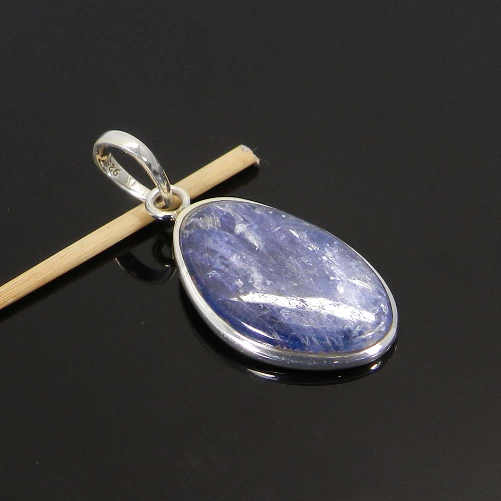 Natural Blue Kyanite 925 Sterling Silver Bezel Set Pendant