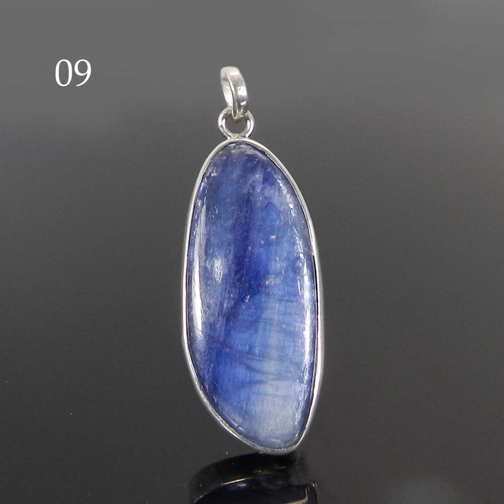 Natural Blue Kyanite 925 Sterling Silver Bezel Set Pendant