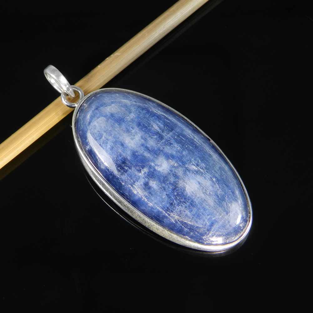 Natural Blue Kyanite 925 Sterling Silver Bezel Set Pendant