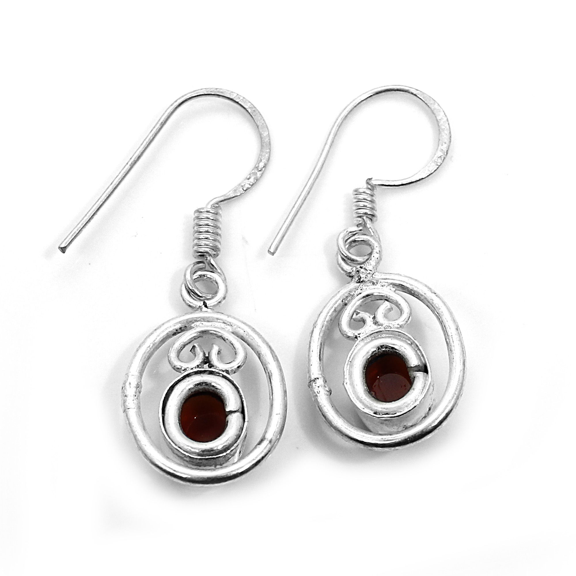 Natural Carnelian Silver Dangle Earrings