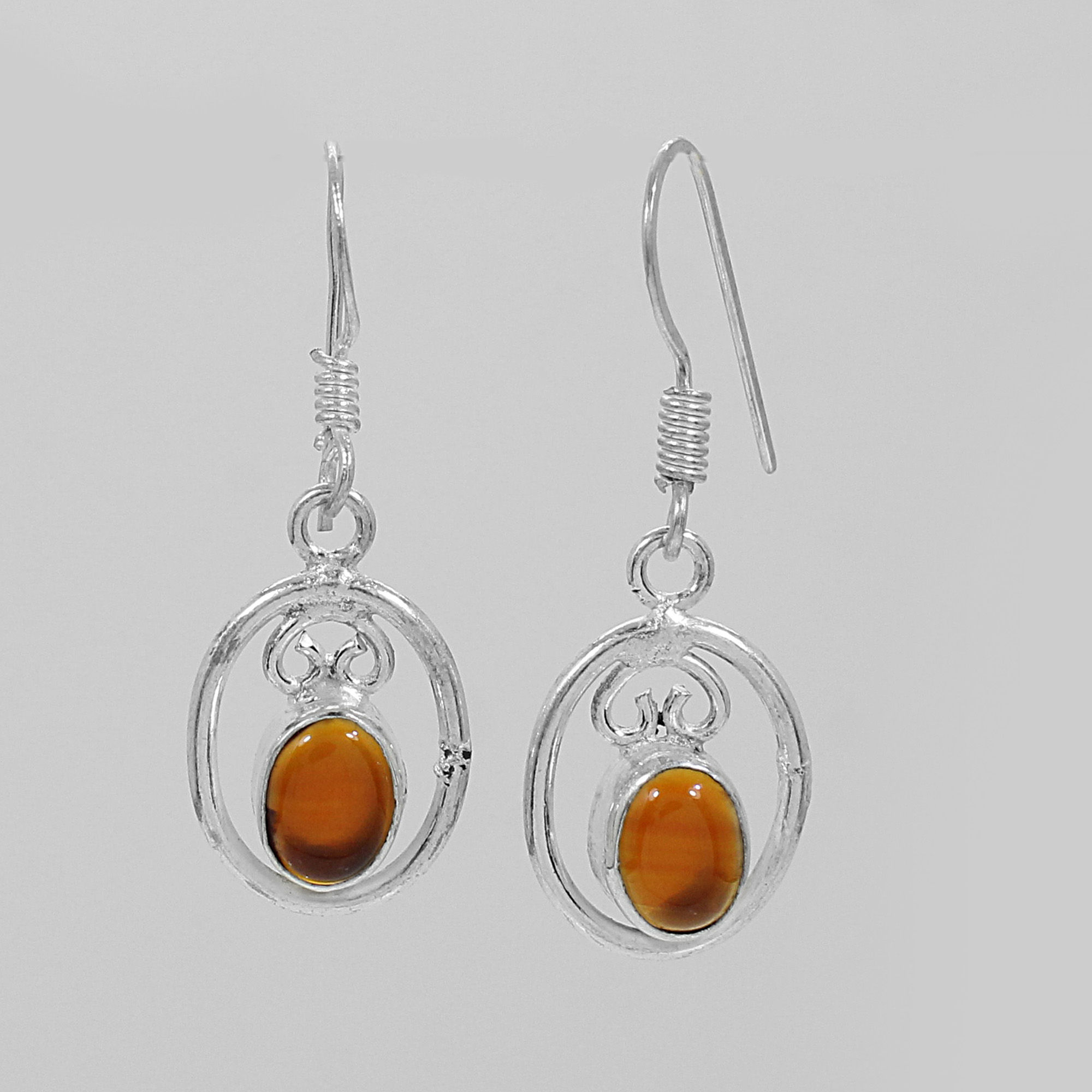 Natural Carnelian Silver Dangle Earrings