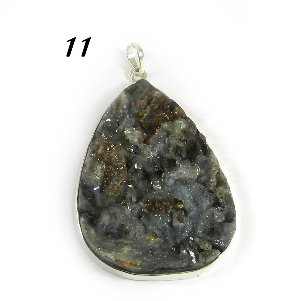 Natural Desert Druzy 925 Sterling Silver Bezel Set Pendant
