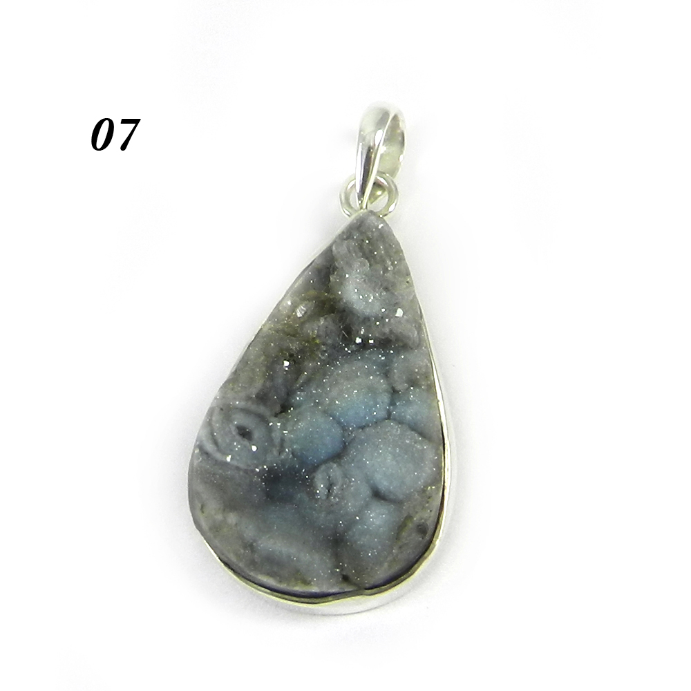Natural Desert Druzy 925 Sterling Silver Bezel Set Pendant
