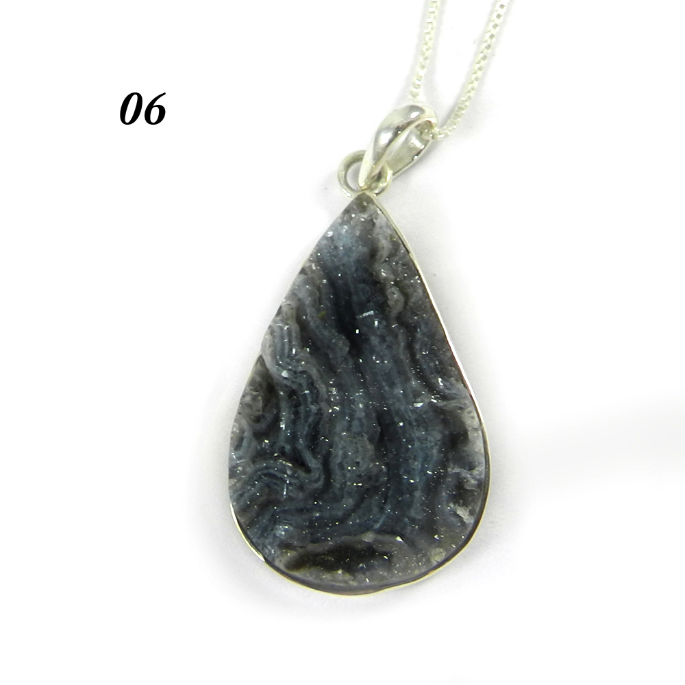 Natural Desert Druzy 925 Sterling Silver Bezel Set Pendant