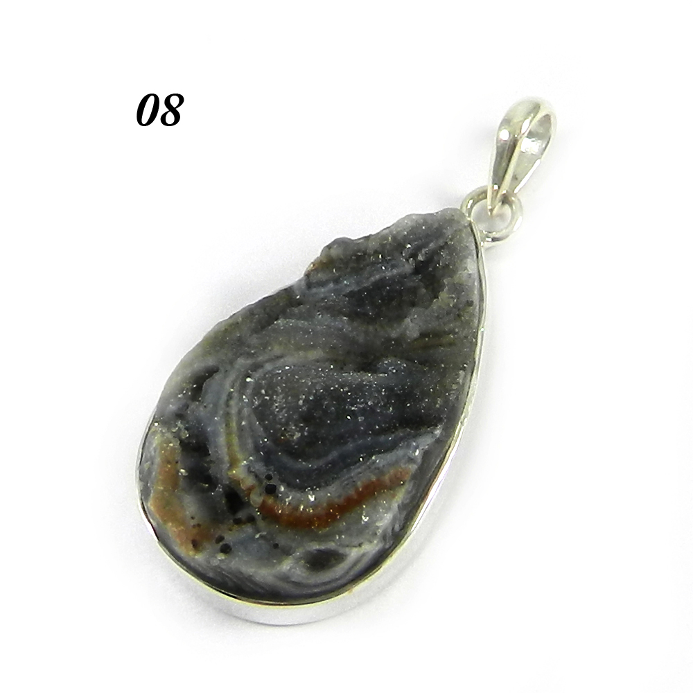Natural Desert Druzy 925 Sterling Silver Bezel Set Pendant