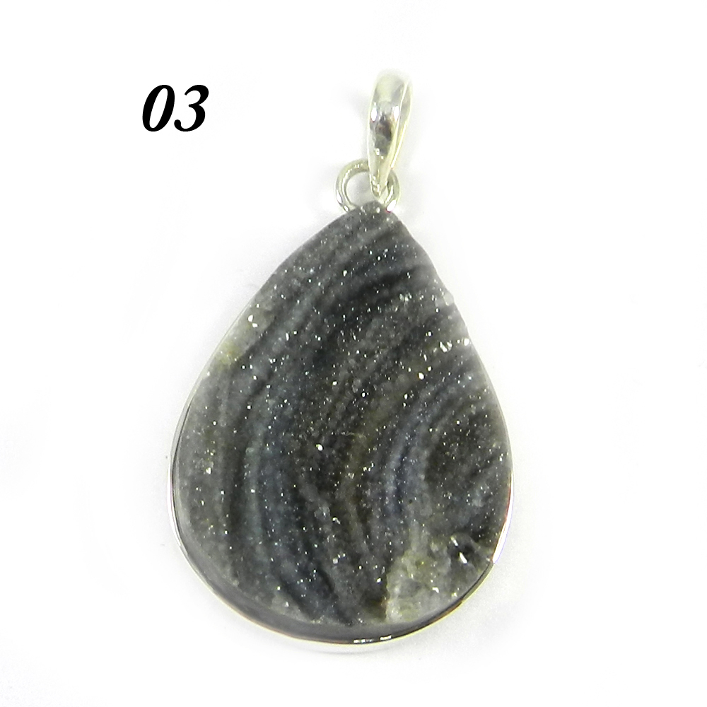 Natural Desert Druzy 925 Sterling Silver Bezel Set Pendant