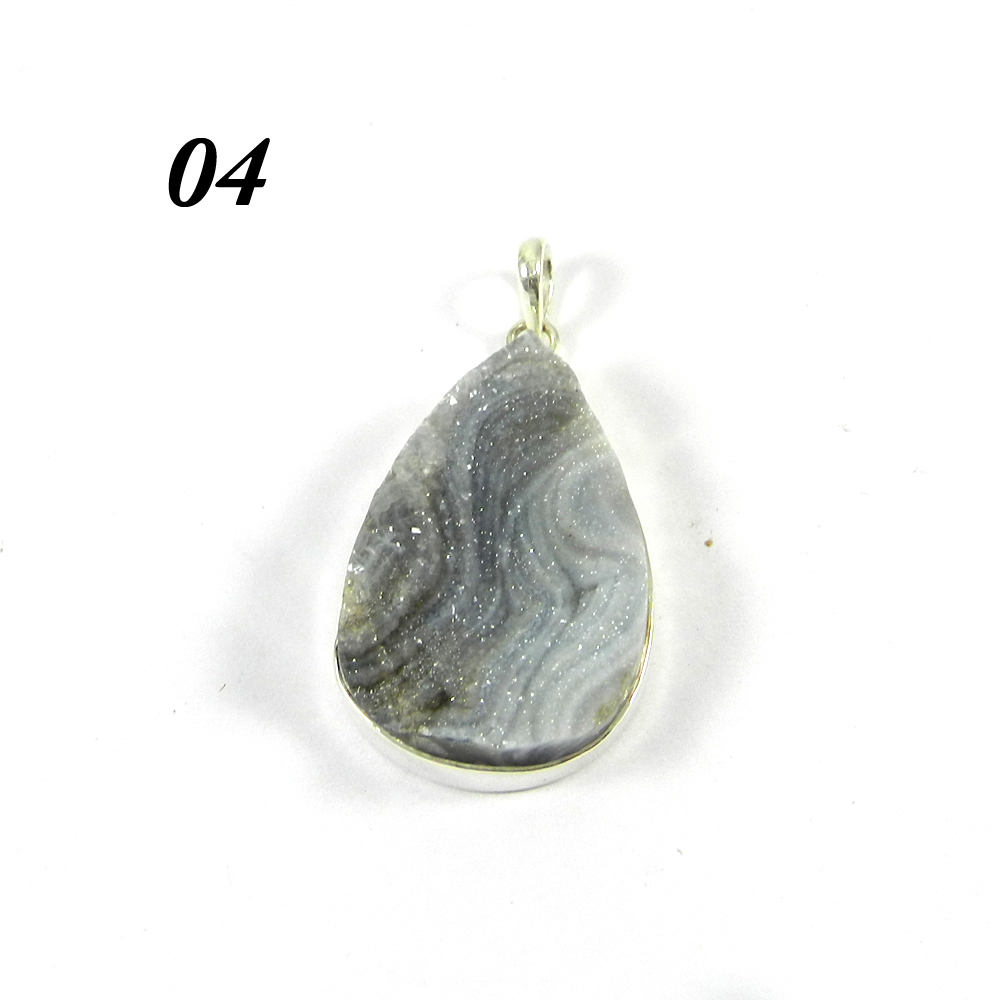 Natural Desert Druzy 925 Sterling Silver Bezel Set Pendant