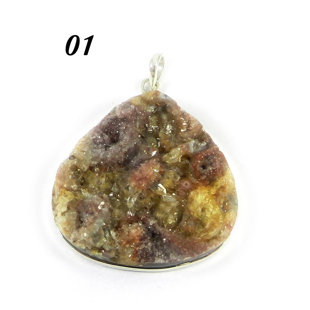 Natural Desert Druzy 925 Sterling Silver Bezel Set Pendant