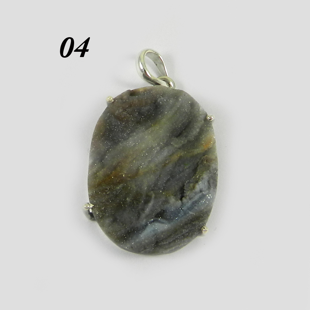 Natural Desert Druzy 925 Sterling Silver Without Chain Designer Pendant